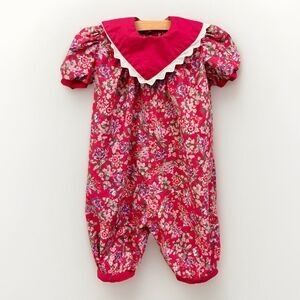 Vintage Laura Ashley Mother & Child 2t Iconic! Floral Romper Jumpsuit Lg Collar